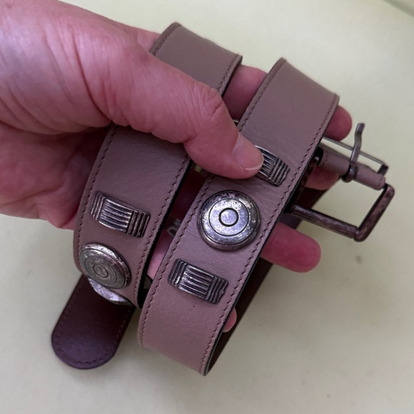 Vintage 80’s Escada dark tan Leather Belt with silver hardware main image 5